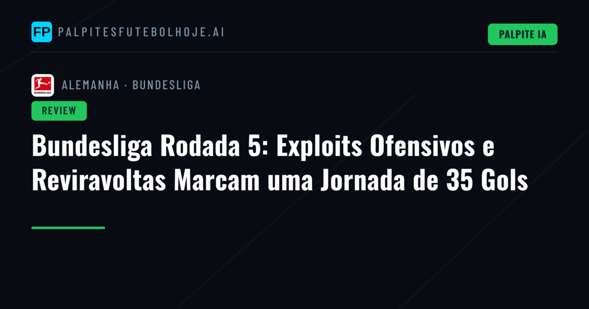 Bundesliga Rodada 5: Exploits Ofensivos e Reviravoltas Marcam uma Jornada de 35 Gols