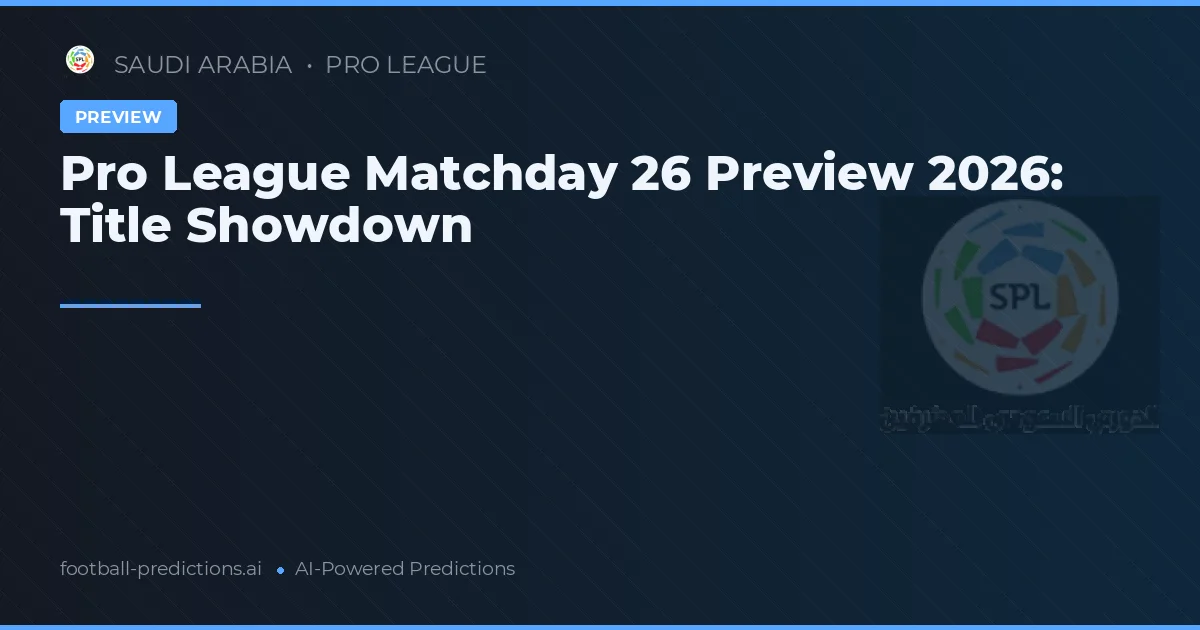 Pro League Matchday 26 Preview 2026: Title Showdown