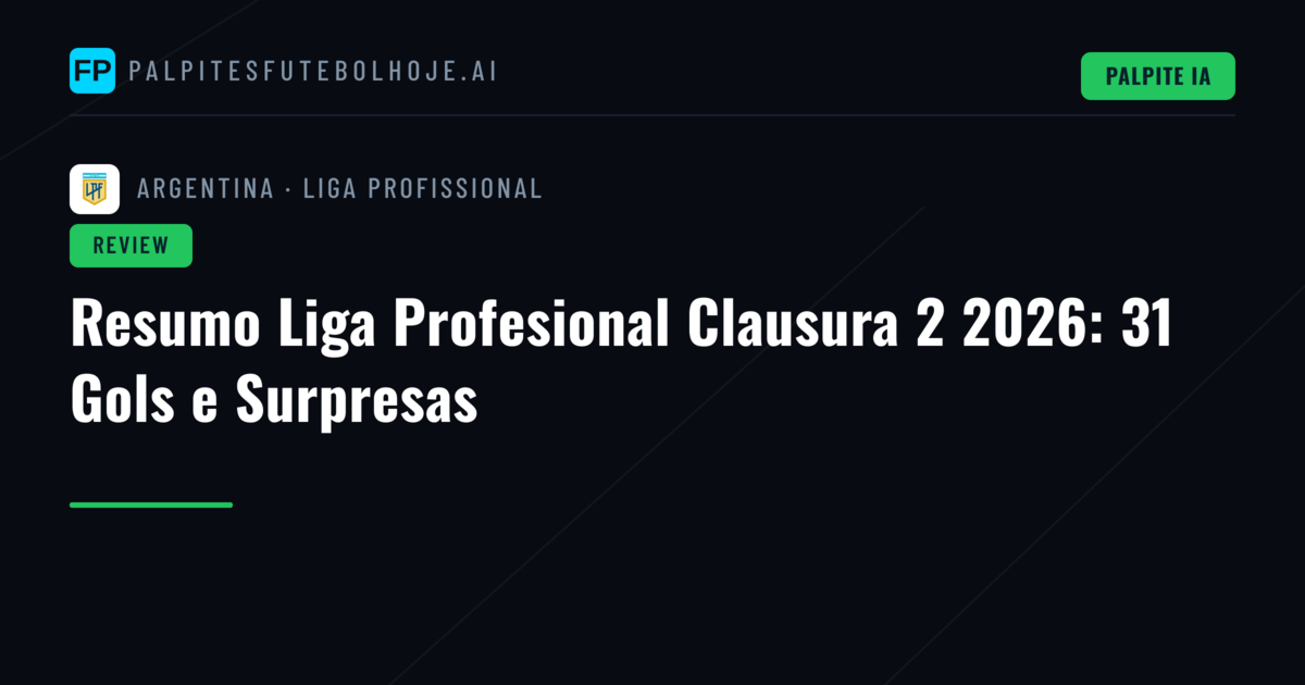 Resumo Liga Profesional Clausura 2 2026: 31 Gols e Surpresas