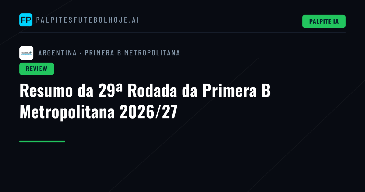 Resumo da 29ª Rodada da Primera B Metropolitana 2026/27