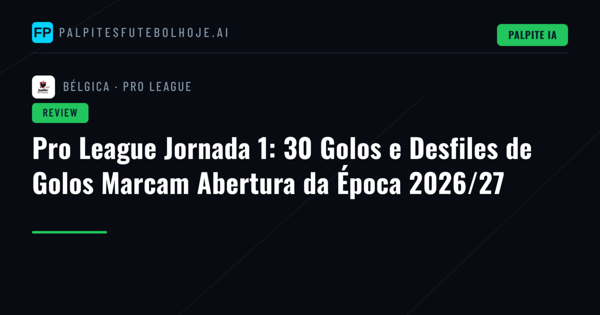 Pro League Jornada 1: 30 Golos e Desfiles de Golos Marcam Abertura da Época 2026/27