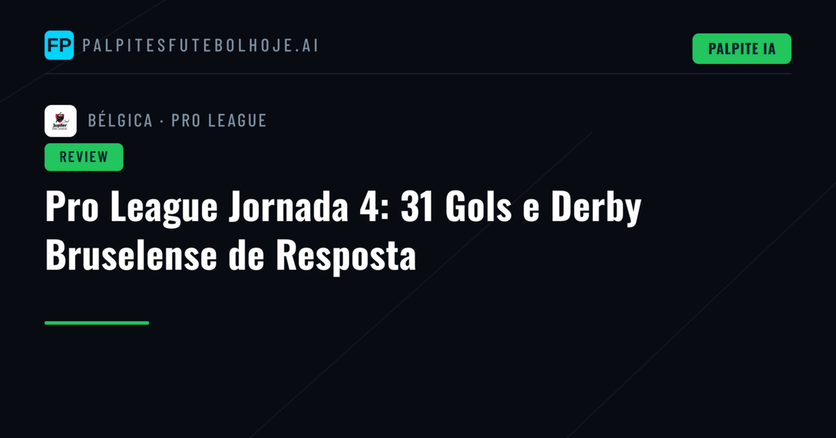 Pro League Jornada 4: 31 Gols e Derby Bruselense de Resposta