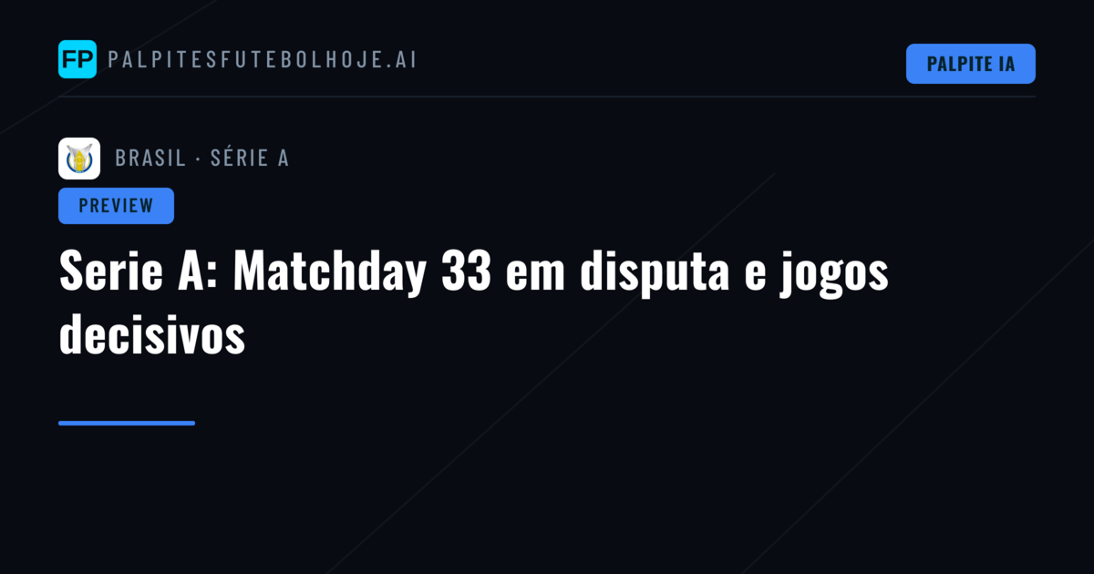 Serie A: Matchday 33 em disputa e jogos decisivos