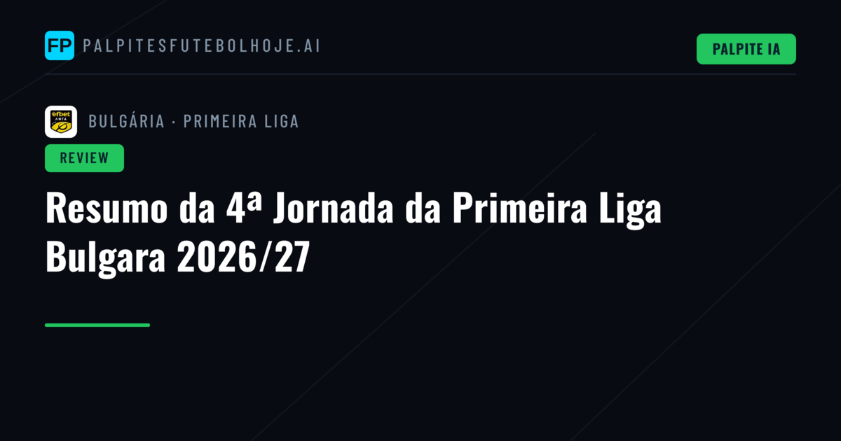 Resumo da 4ª Jornada da Primeira Liga Bulgara 2026/27