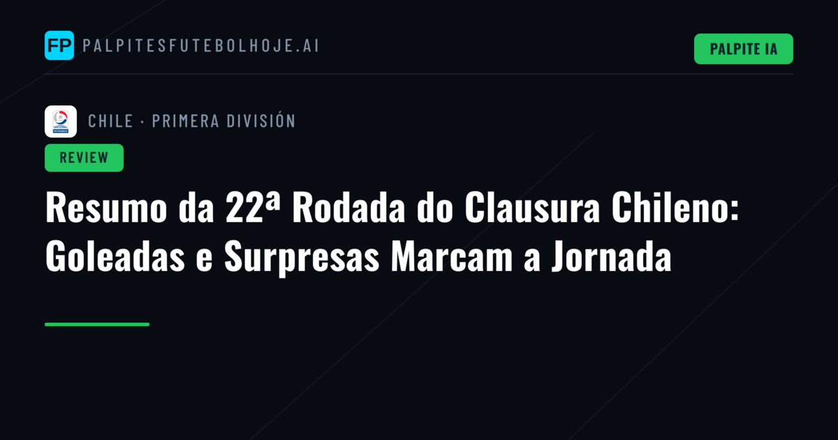 Resumo da 22ª Rodada do Clausura Chileno: Goleadas e Surpresas Marcam a Jornada