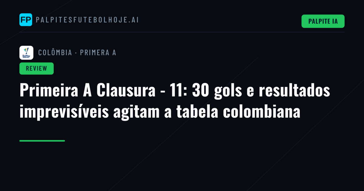 Primeira A Clausura - 11: 30 gols e resultados imprevisíveis agitam a tabela colombiana