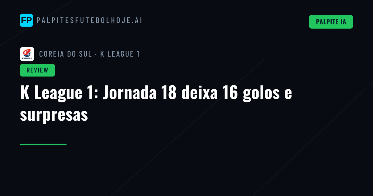 K League 1: Jornada 18 deixa 16 golos e surpresas