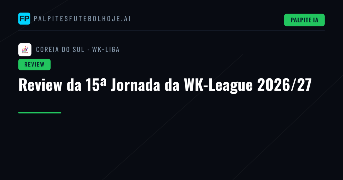 Review da 15ª Jornada da WK-League 2026/27