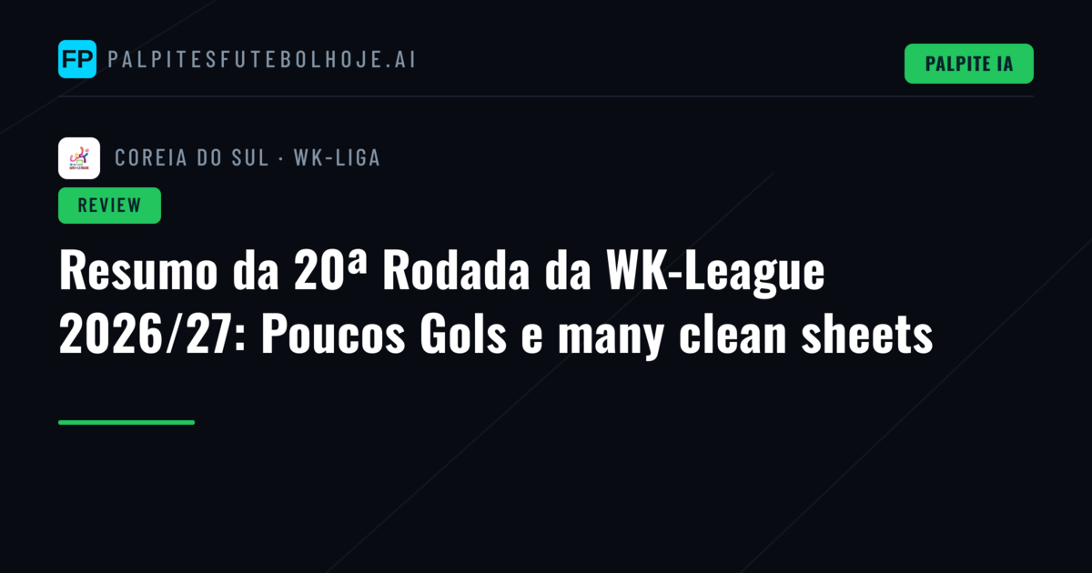 Resumo da 20ª Rodada da WK-League 2026/27: Poucos Gols e many clean sheets
