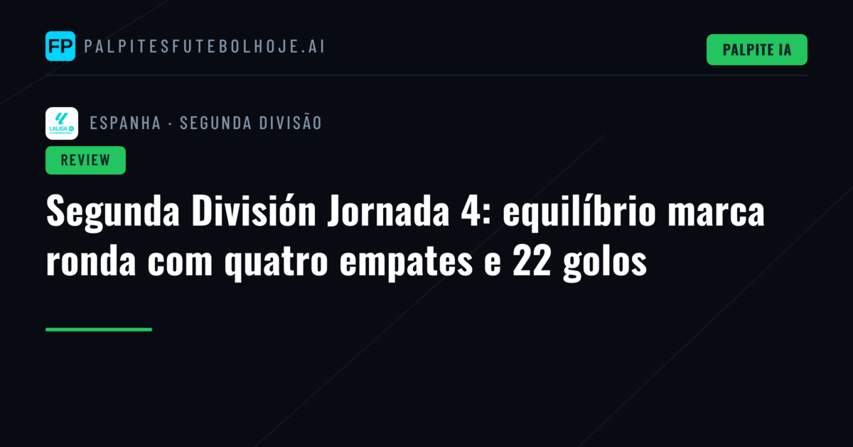 Segunda División Jornada 4: equilíbrio marca ronda com quatro empates e 22 golos