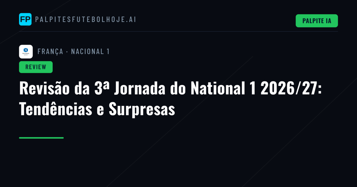 Revisão da 3ª Jornada do National 1 2026/27: Tendências e Surpresas