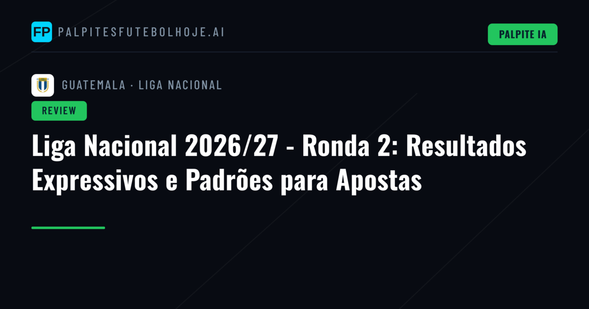 Liga Nacional 2026/27 - Ronda 2: Resultados Expressivos e Padrões para Apostas