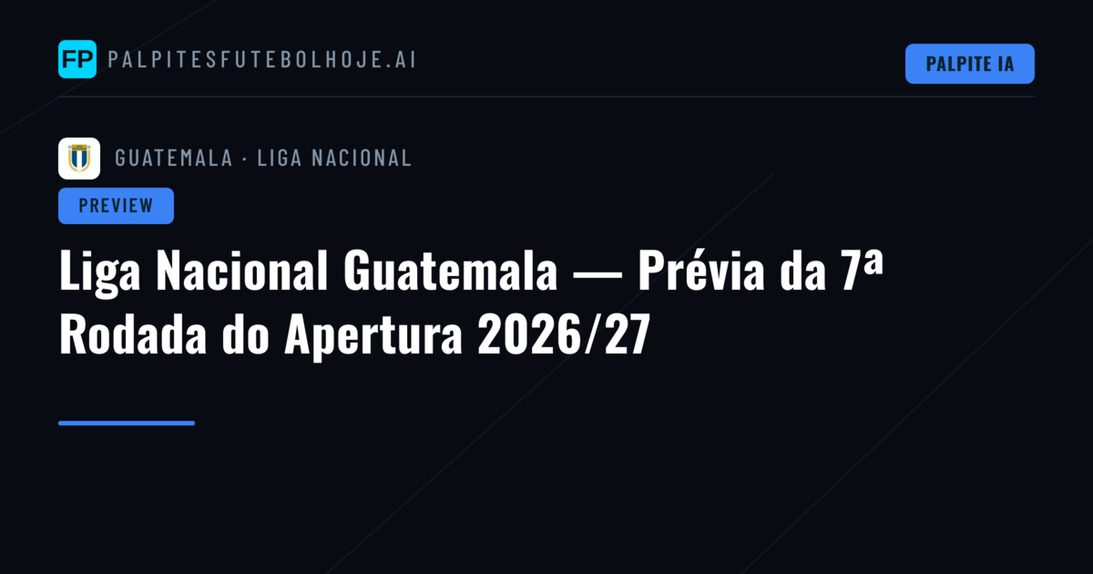 Liga Nacional Guatemala — Prévia da 7ª Rodada do Apertura 2026/27