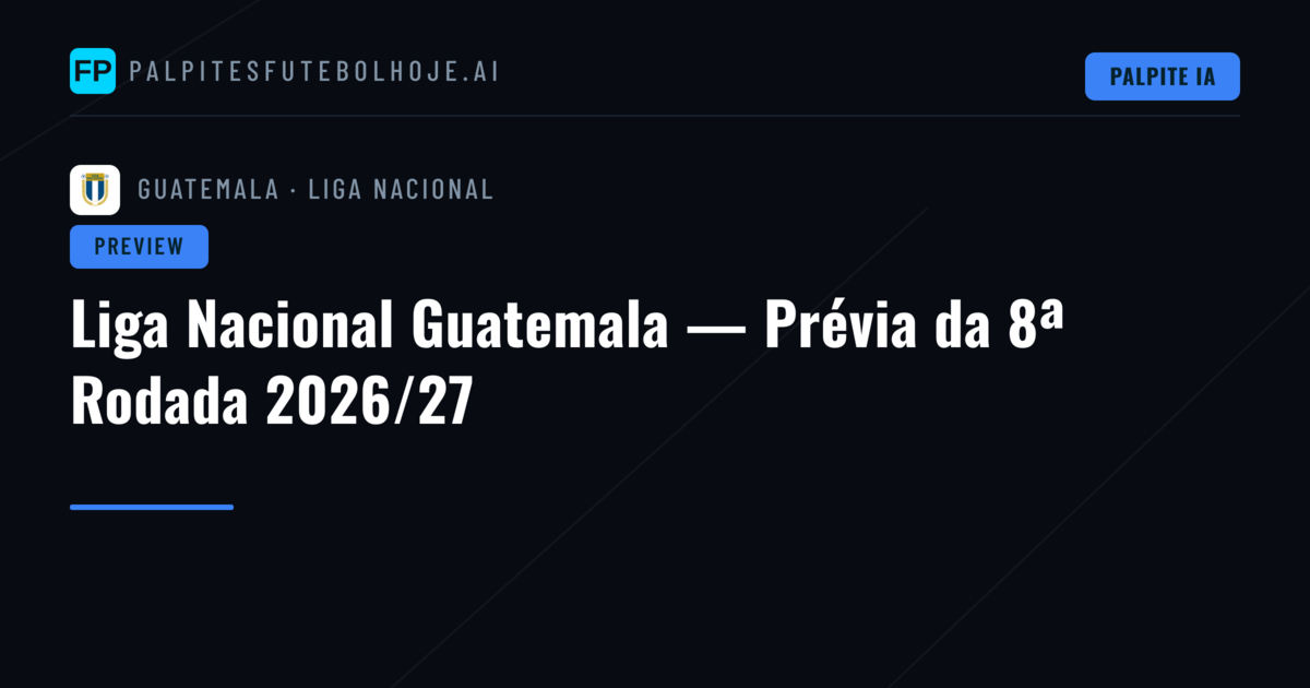 Liga Nacional Guatemala — Prévia da 8ª Rodada 2026/27