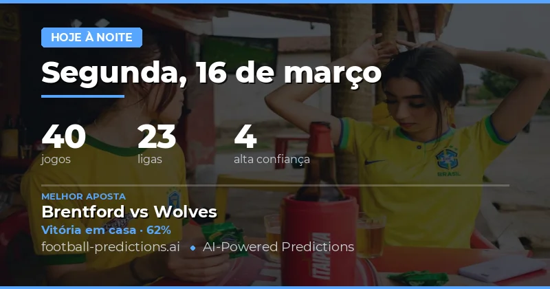 Previsões de futebol Esta noite 16 março 2026: melhores apostas