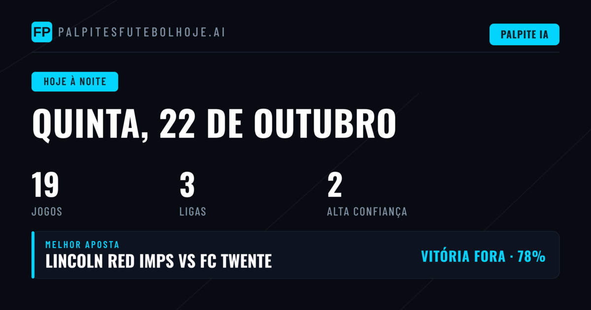 Quinta-feira, 22 de outubro: UEFA Europa League no centro das previsões
