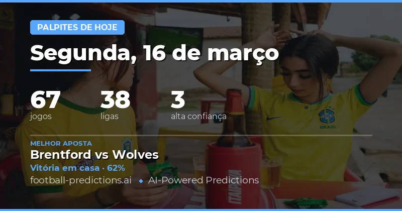 Previsões de futebol Hoje 16 março 2026: melhores apostas