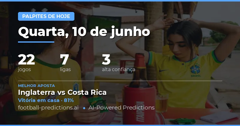 Palpites e Dicas de Futebol — Quarta, 10 de junho, 2026