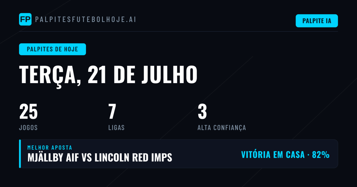 Top Picks para Terça-feira, 21 Jul 2026