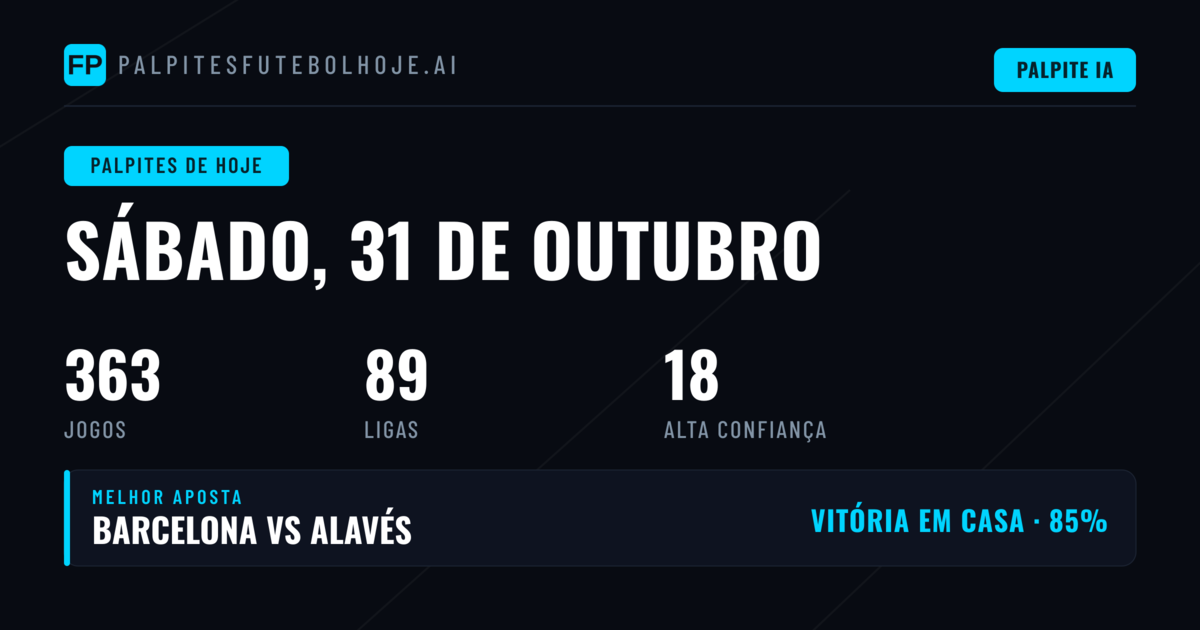 Palpites e Dicas de Futebol — Sábado, 31 de outubro, 2026