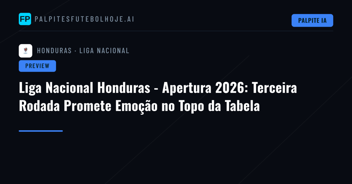 Liga Nacional Honduras - Apertura 2026: Terceira Rodada Promete Emoção no Topo da Tabela