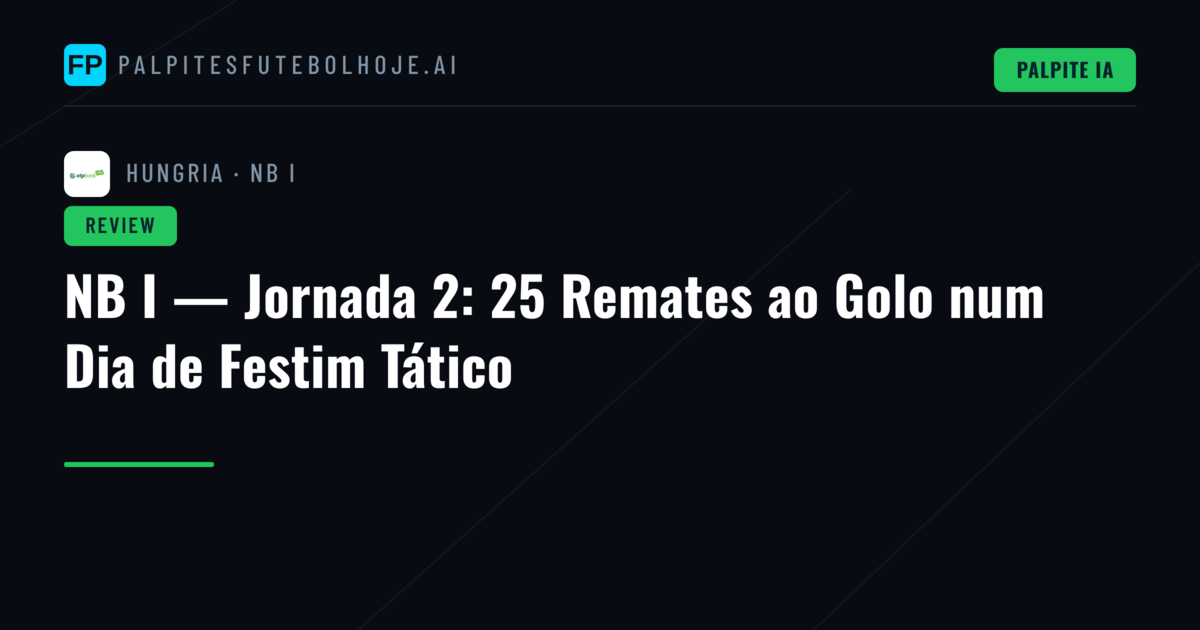 NB I — Jornada 2: 25 Remates ao Golo num Dia de Festim Tático