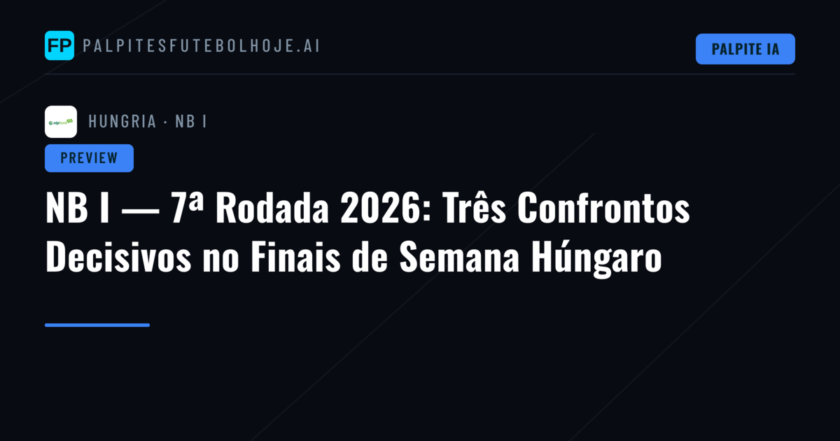 NB I — 7ª Rodada 2026: Três Confrontos Decisivos no Finais de Semana Húngaro