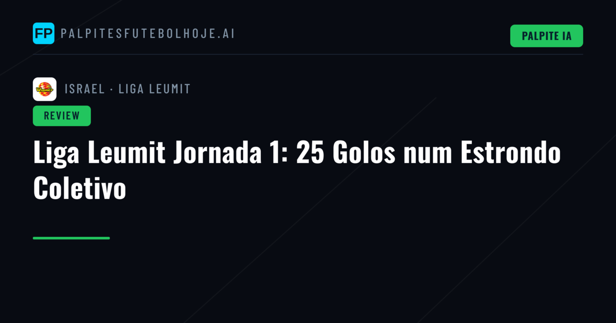 Liga Leumit Jornada 1: 25 Golos num Estrondo Coletivo