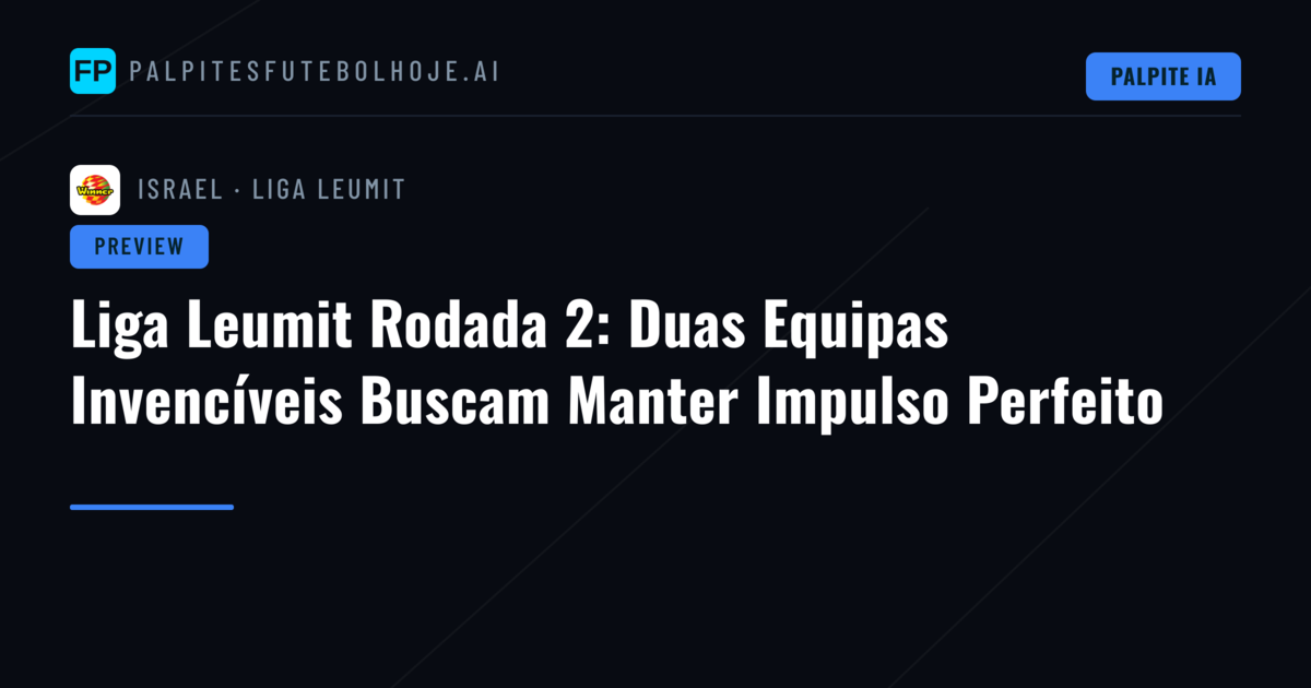 Liga Leumit Rodada 2: Duas Equipas Invencíveis Buscam Manter Impulso Perfeito