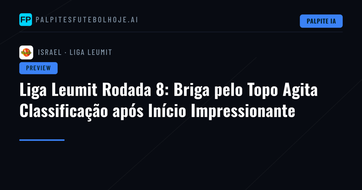 Liga Leumit Rodada 8: Briga pelo Topo Agita Classificação após Início Impressionante