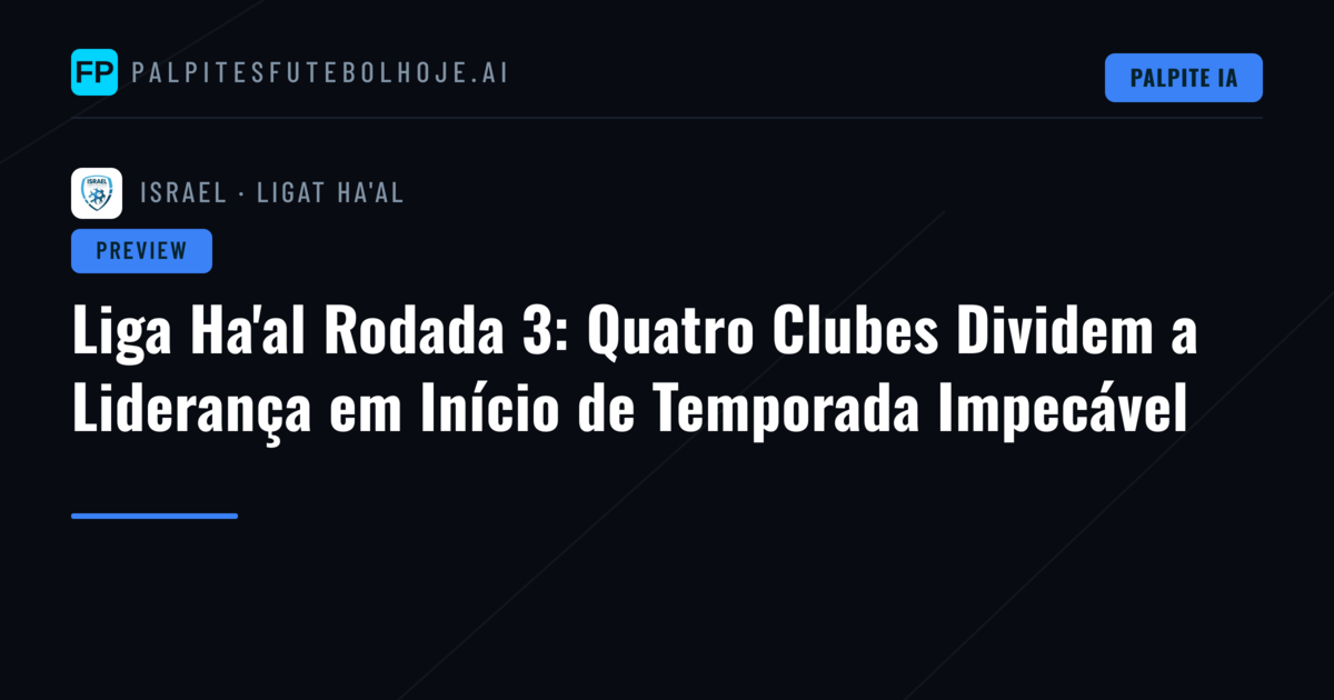 Liga Ha'al Rodada 3: Quatro Clubes Dividem a Liderança em Início de Temporada Impecável