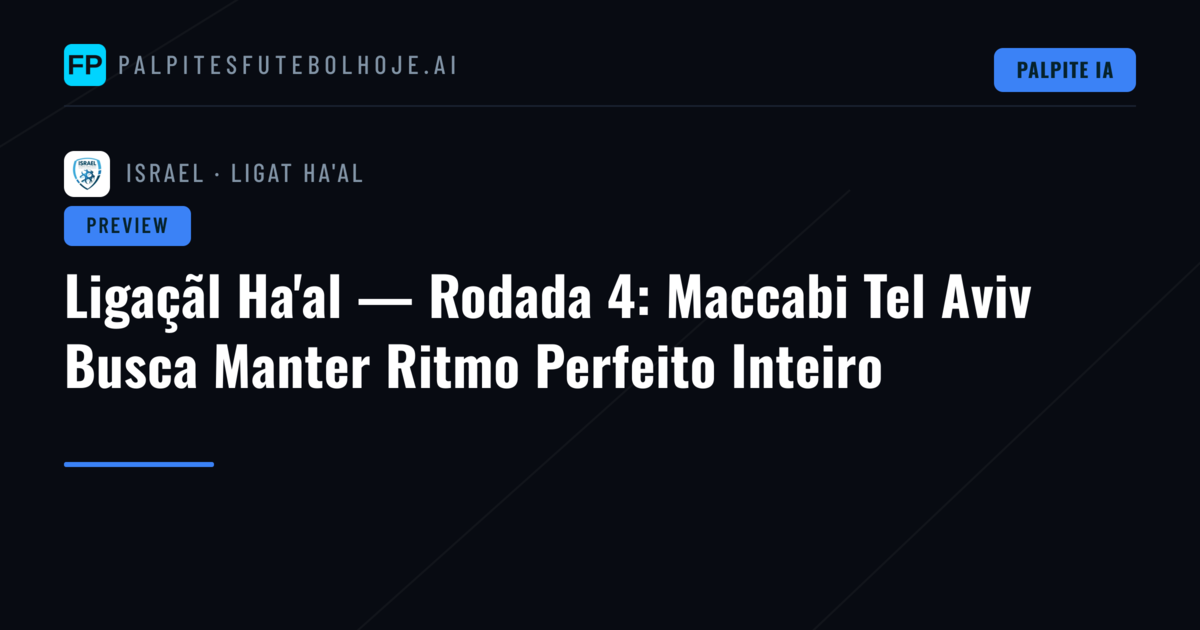 Ligaçãl Ha'al — Rodada 4: Maccabi Tel Aviv Busca Manter Ritmo Perfeito Inteiro