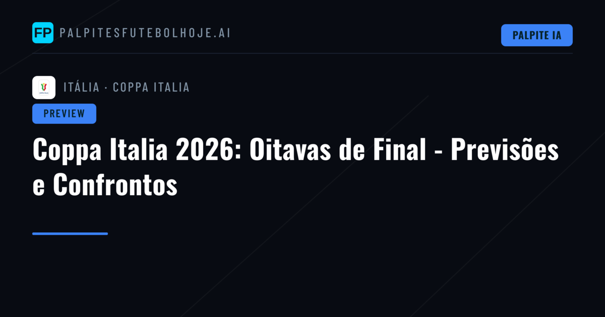 Coppa Italia 2026: Oitavas de Final - Previsões e Confrontos