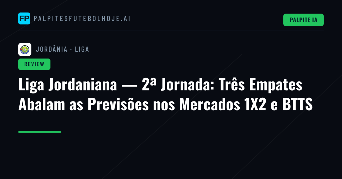 Liga Jordaniana — 2ª Jornada: Três Empates Abalam as Previsões nos Mercados 1X2 e BTTS