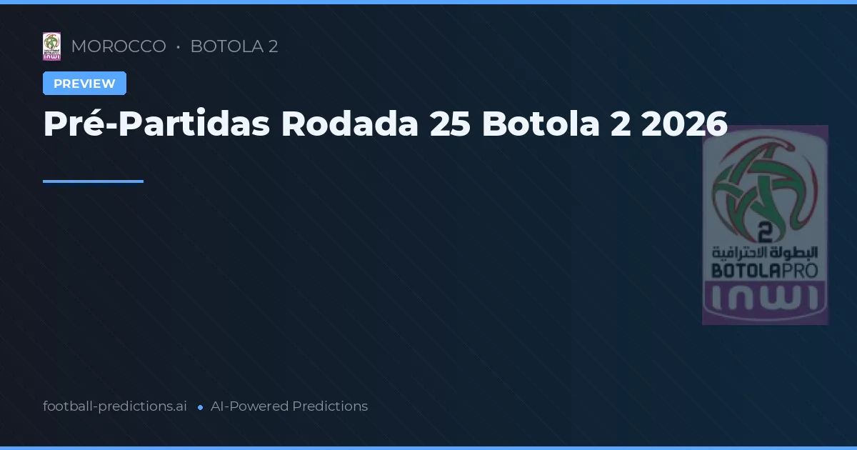 Pré-Partidas Rodada 25 Botola 2 2026