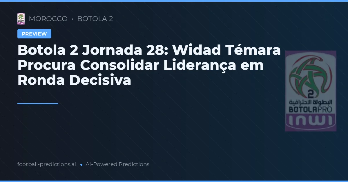 Botola 2 Jornada 28: Widad Témara Procura Consolidar Liderança em Ronda Decisiva