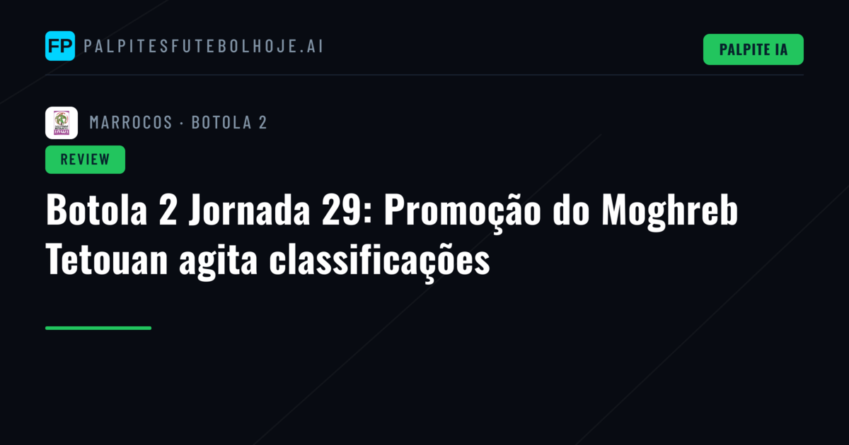 Botola 2 Jornada 29: Promoção do Moghreb Tetouan agita classificações