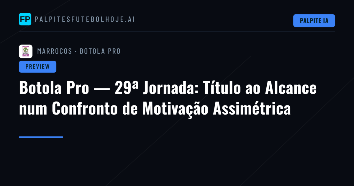 Botola Pro — 29ª Jornada: Título ao Alcance num Confronto de Motivação Assimétrica