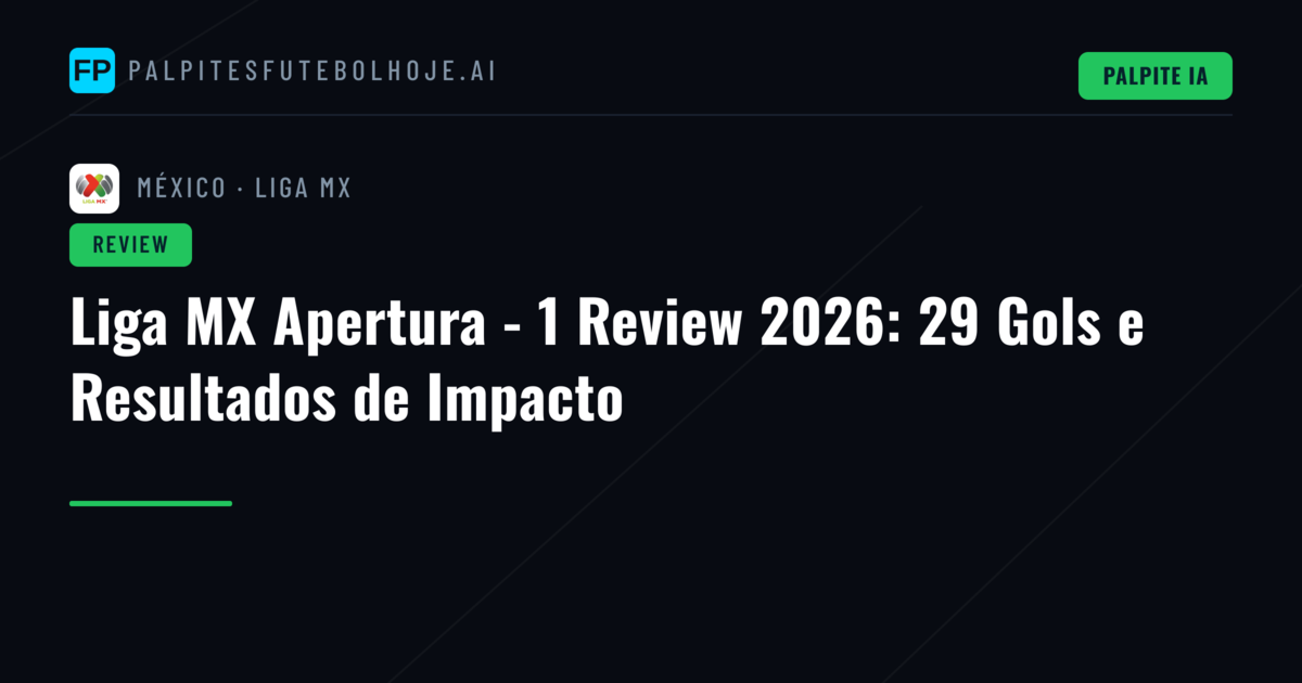 Liga MX Apertura - 1 Review 2026: 29 Gols e Resultados de Impacto