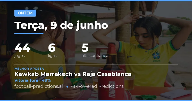 Palpites e Dicas de Futebol — Terça, 9 de junho, 2026