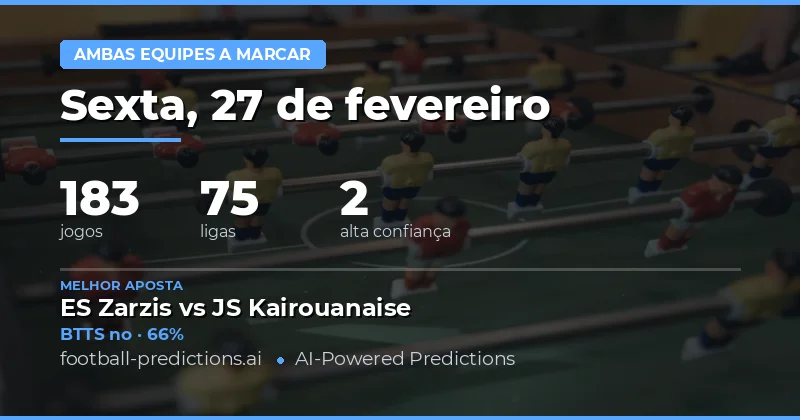 Predições de Ambas as Equipes a Marcar em 27 de Fevereiro de 2026