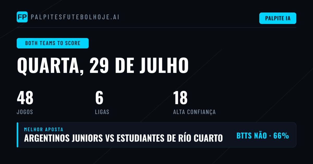 Top BTTS Picks para 29 Jul 2026