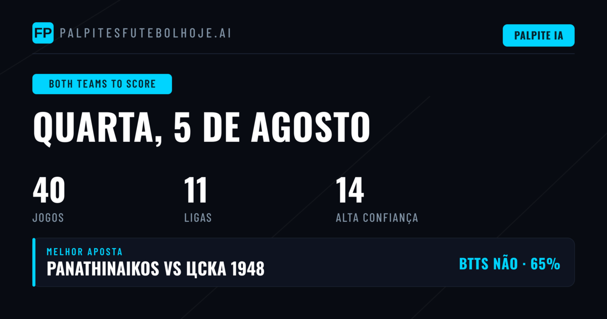 Top Picks BTTS para 5 Ago 2026