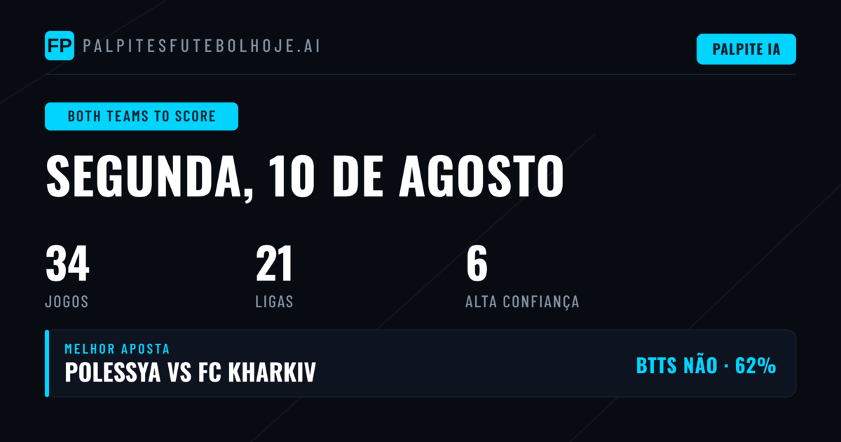 Top BTTS Picks para 10 Ago 2026