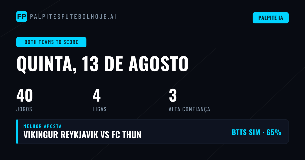 Top BTTS Picks para 13 Ago 2026