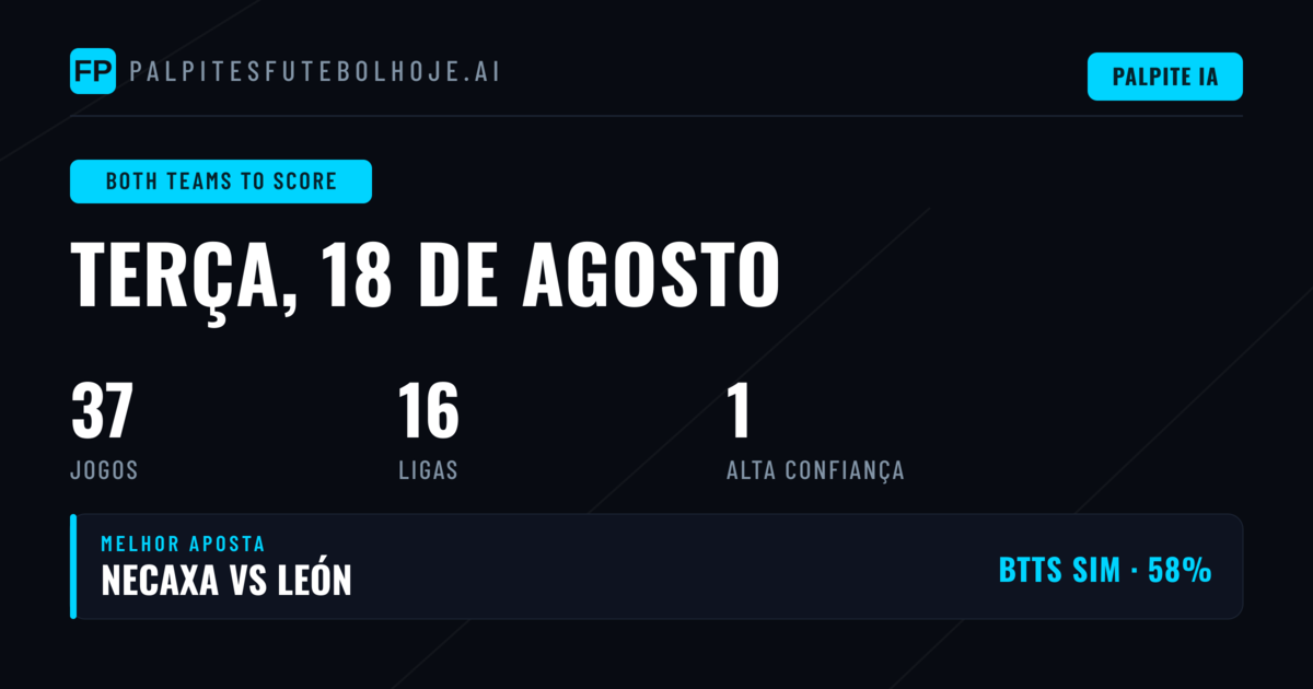 Top Picks BTTS para 18 Ago 2026