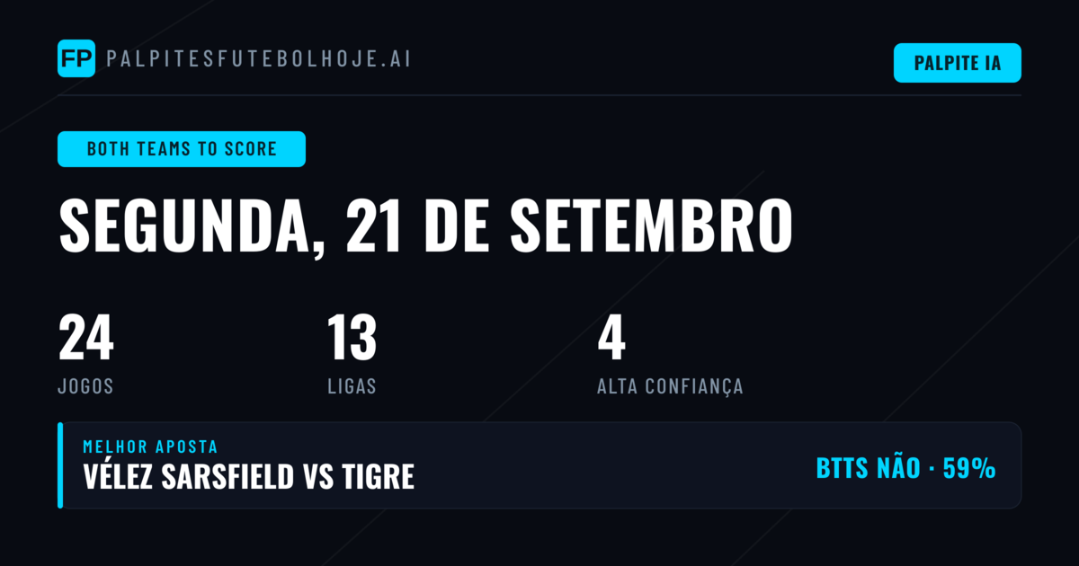 Top Picks BTTS para 21 de setembro de 2026