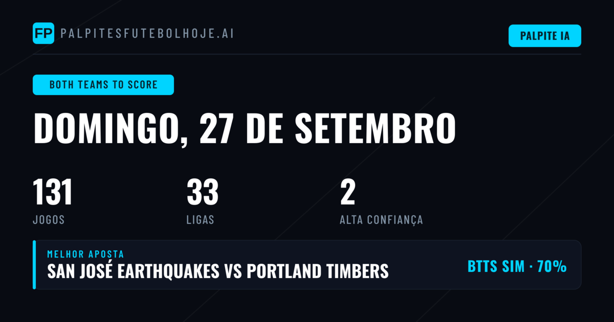 Top Picks BTTS para 27 Set 2026