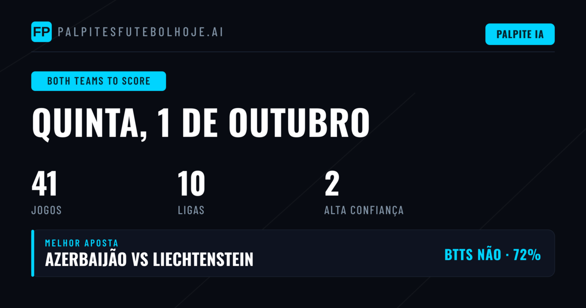 Melhores Picks BTTS para 1 Out 2026