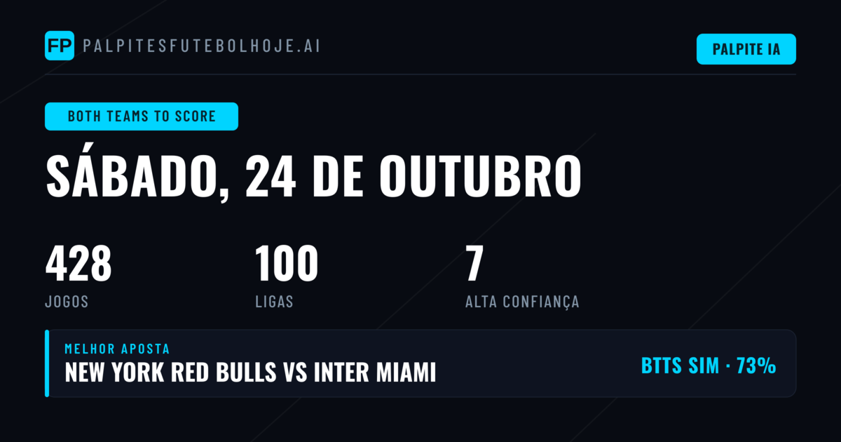 Principais escolhas BTTS para 24 de out. de 2026
